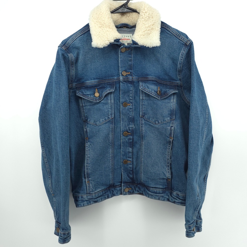 Tecovas Denim Shearling Trucker Jacket Mens S Blue Western TECMFW22O05